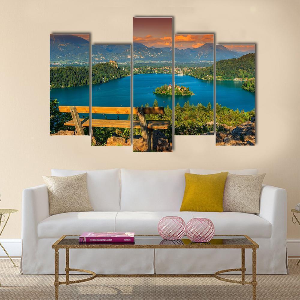 St Mary's Church In Lake Bled Canvas Wall Art-5 Pop-Gallery Wrap-47" x 32"-Tiaracle