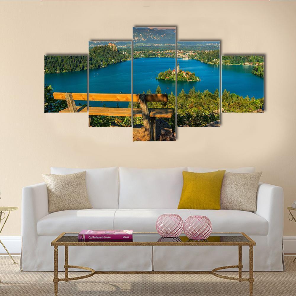 St Mary's Church In Lake Bled Canvas Wall Art-5 Star-Gallery Wrap-62" x 32"-Tiaracle