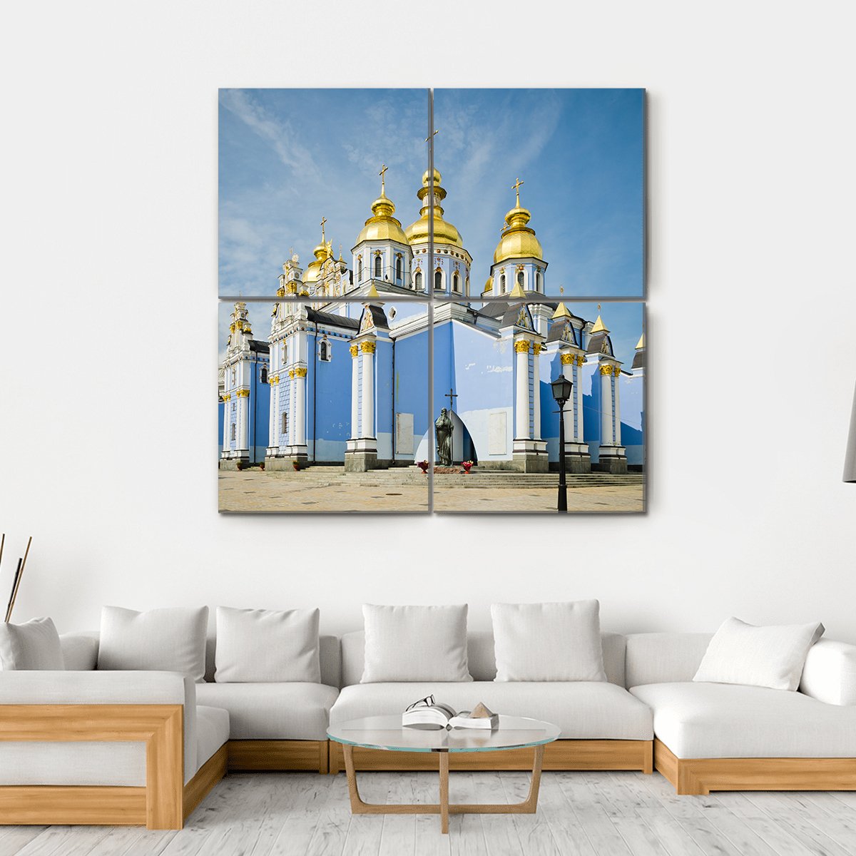 St. Michaels Golden-Domed Monastery In Kiev Canvas Wall Art-4 Square-Gallery Wrap-17" x 17"-Tiaracle