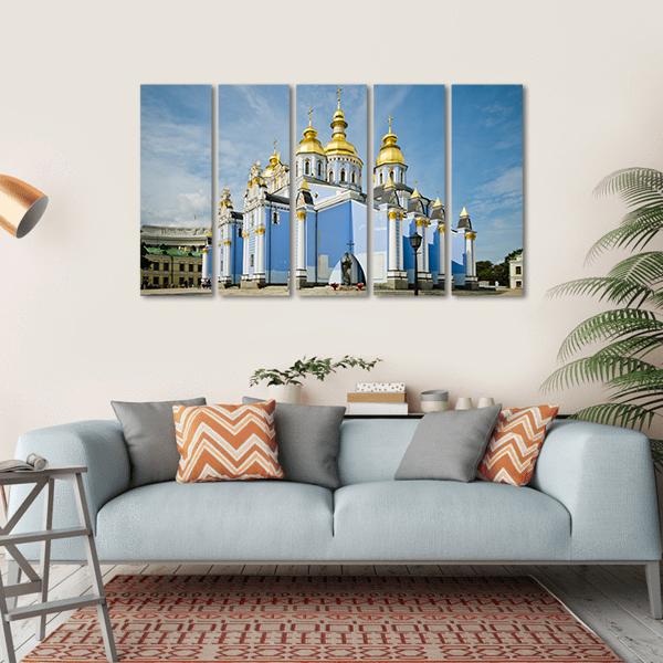 St. Michaels Golden-Domed Monastery In Kiev Canvas Wall Art-5 Horizontal-Gallery Wrap-22" x 12"-Tiaracle