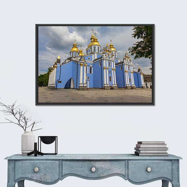 St Michaels Golden Domed Monastery In Ukraine Canvas Wall Art-1 Piece-Framed Print-36" x 24"-Tiaracle