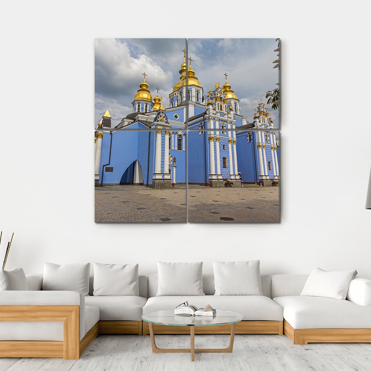 St Michaels Golden Domed Monastery In Ukraine Canvas Wall Art-4 Square-Gallery Wrap-17" x 17"-Tiaracle