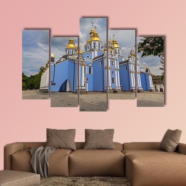 St Michaels Golden Domed Monastery In Ukraine Canvas Wall Art-5 Pop-Gallery Wrap-47" x 32"-Tiaracle