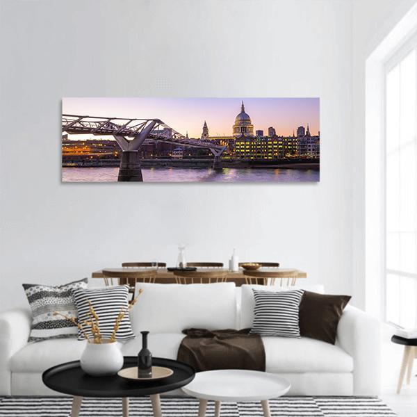 St Paul Cathedral UK Panoramic Canvas Wall Art-1 Piece-36" x 12"-Tiaracle