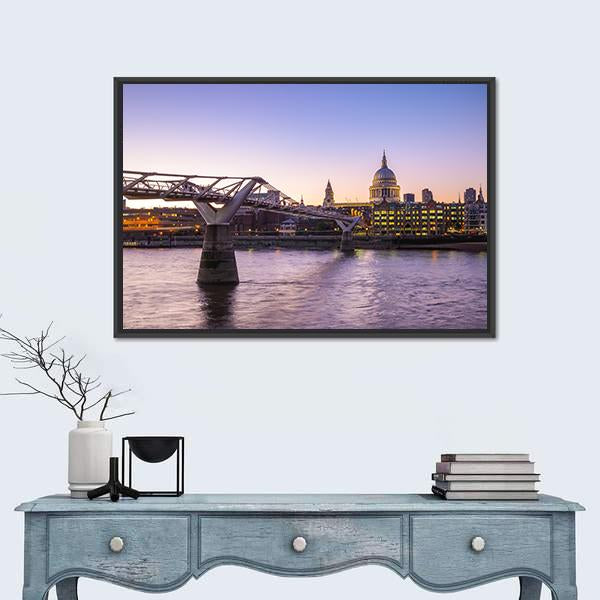 St Paul Cathedral UK Canvas Wall Art-1 Piece-Floating Frame-24" x 16"-Tiaracle