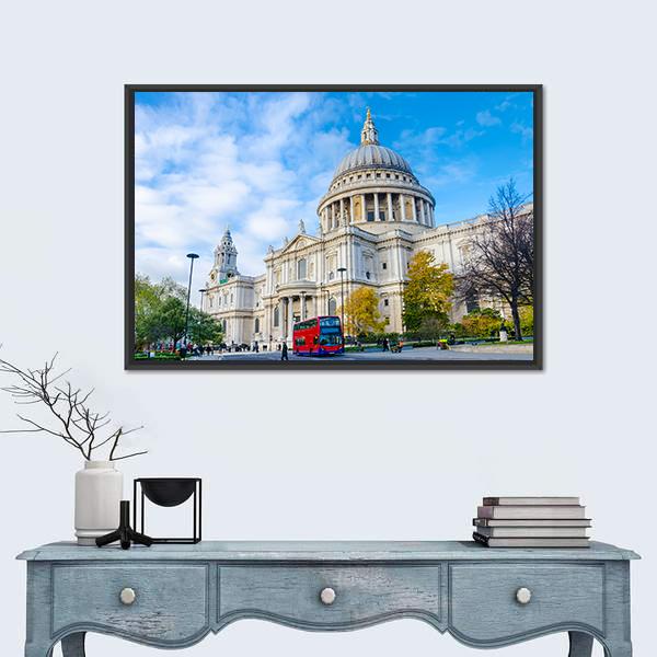 St Pauls Cathedral Canvas Wall Art-1 Piece-Floating Frame-24" x 16"-Tiaracle