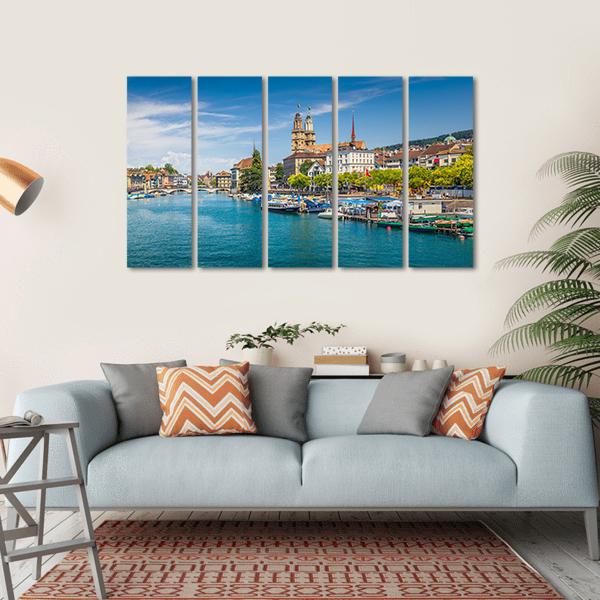 St. Peter At Lake Zurich Canvas Wall Art-5 Horizontal-Gallery Wrap-22" x 12"-Tiaracle