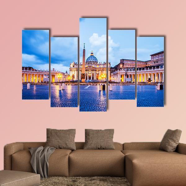 St Peter Basilica In The Vatican Of Rome Canvas Wall Art-5 Pop-Gallery Wrap-47" x 32"-Tiaracle