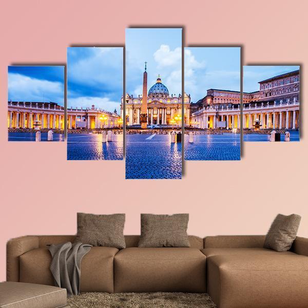 St Peter Basilica In The Vatican Of Rome Canvas Wall Art-5 Star-Gallery Wrap-62" x 32"-Tiaracle