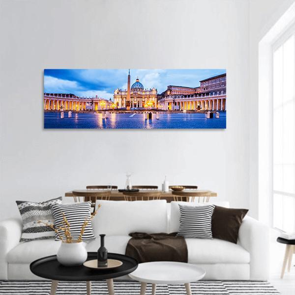 St Peter Basilica In The Vatican Of Rome Panoramic Canvas Wall Art-1 Piece-36" x 12"-Tiaracle