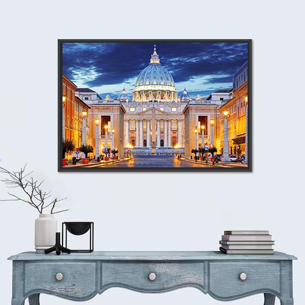 St. Peter's Basilica Canvas Wall Art-3 Horizontal-Gallery Wrap-25" x 16"-Tiaracle