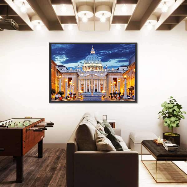 St. Peter's Basilica Canvas Wall Art-3 Horizontal-Gallery Wrap-25" x 16"-Tiaracle