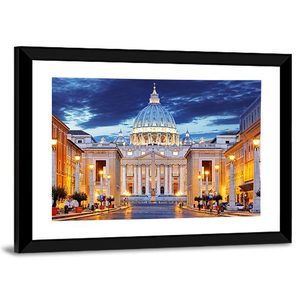 St. Peter's Basilica Canvas Wall Art-3 Horizontal-Gallery Wrap-25" x 16"-Tiaracle
