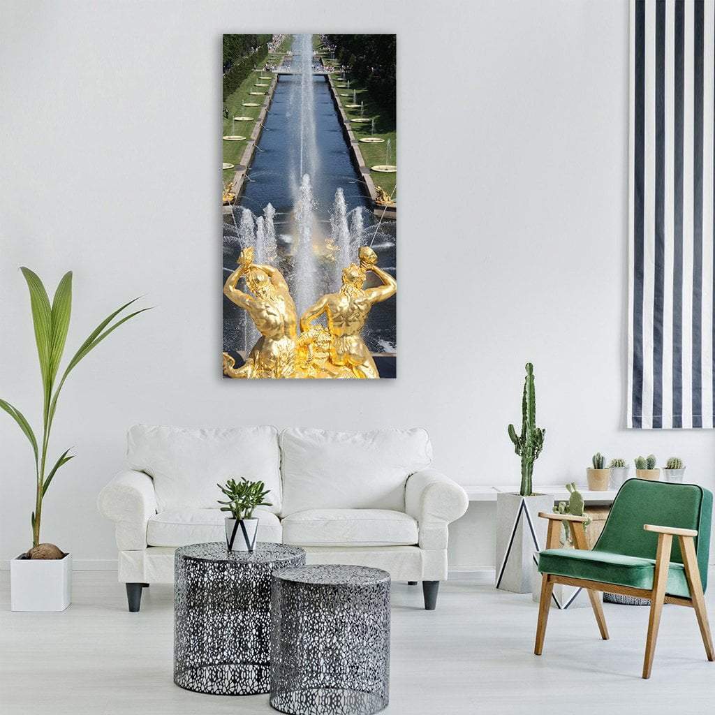 St Petersburg Fountain In Russia Vertical Canvas Wall Art-1 Vertical-Gallery Wrap-12" x 24"-Tiaracle