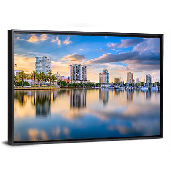 St. Petersburg Florida Downtown Skyline Canvas Wall Art-3 Horizontal-Gallery Wrap-25" x 16"-Tiaracle