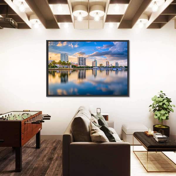 St. Petersburg Florida Downtown Skyline Canvas Wall Art-3 Horizontal-Gallery Wrap-25" x 16"-Tiaracle