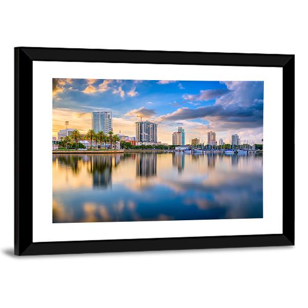St. Petersburg Florida Downtown Skyline Canvas Wall Art-3 Horizontal-Gallery Wrap-25" x 16"-Tiaracle