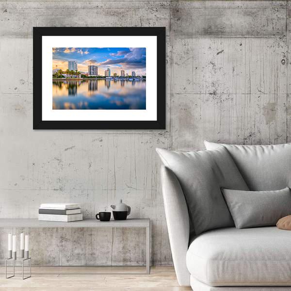 St. Petersburg Florida Downtown Skyline Canvas Wall Art-3 Horizontal-Gallery Wrap-25" x 16"-Tiaracle