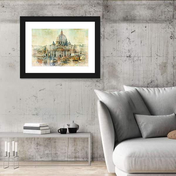 St Pietro Vatican City Painting Style Canvas Wall Art-3 Horizontal-Gallery Wrap-25&quot; x 16&quot;-Tiaracle