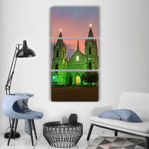 St Sebastian Cathedral Vertical Canvas Wall Art-3 Vertical-Gallery Wrap-12" x 25"-Tiaracle