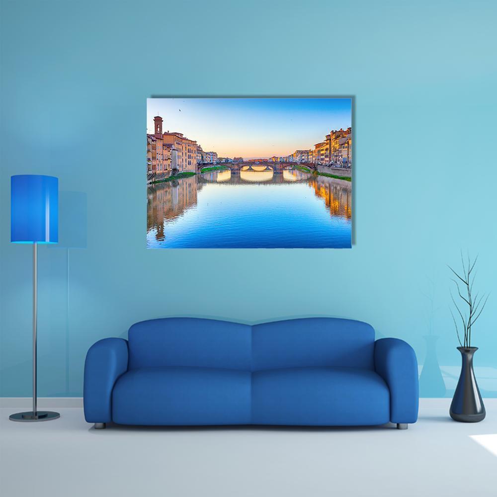 St Trinity Bridge In Florence Canvas Wall Art-1 Piece-Gallery Wrap-48" x 32"-Tiaracle