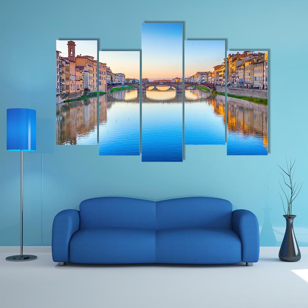 St Trinity Bridge In Florence Canvas Wall Art-5 Pop-Gallery Wrap-47" x 32"-Tiaracle