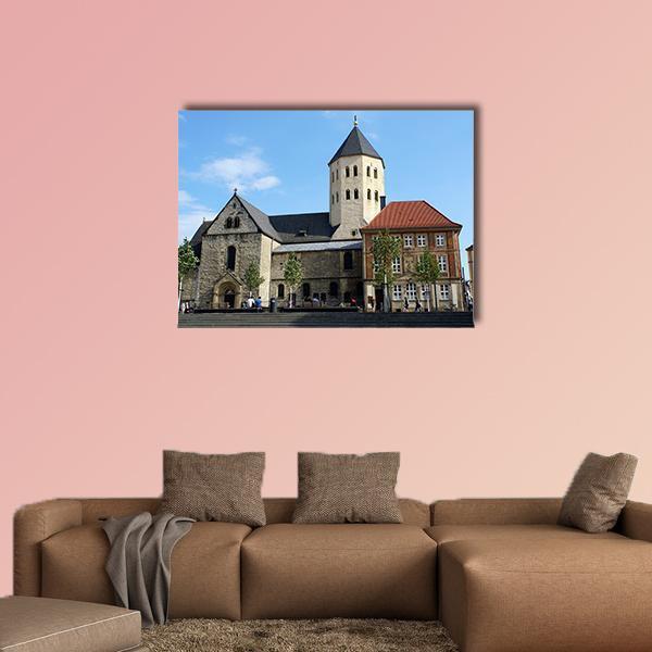 St Ulrich Church North Rhine Germany Canvas Wall Art in gray, beige and blue, single panel hung on a wall
