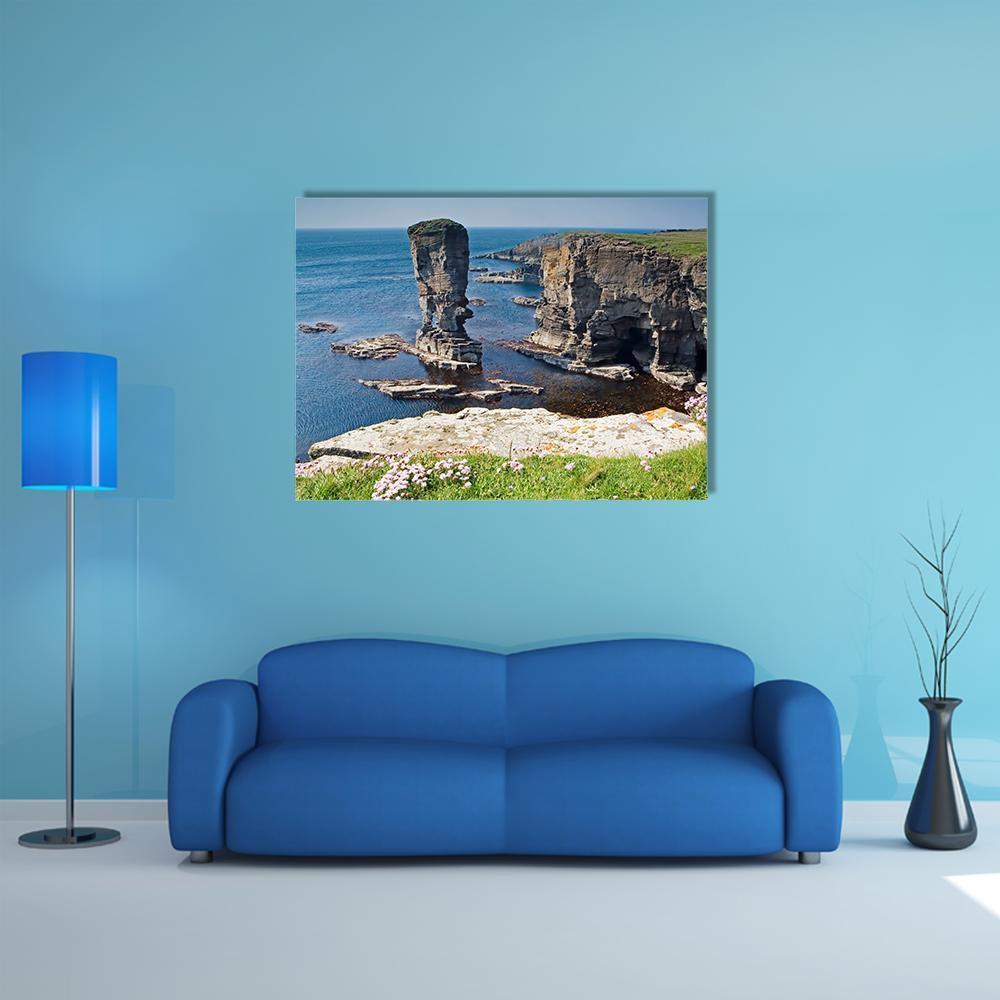 Stacks Of Yesnaby In Orkney Canvas Wall Art-4 Square-Gallery Wrap-17" x 17"-Tiaracle