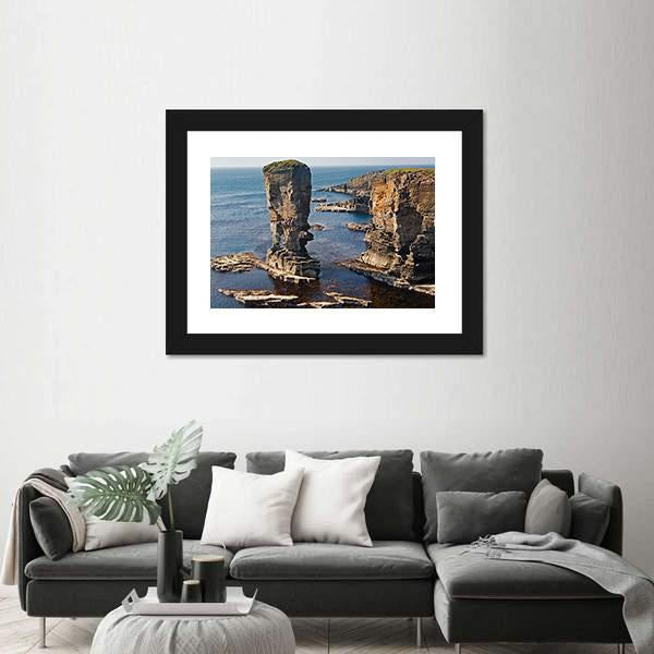 Stacks Of Yesnaby Scotland Canvas Wall Art-1 Piece-Framed Print-20" x 16"-Tiaracle