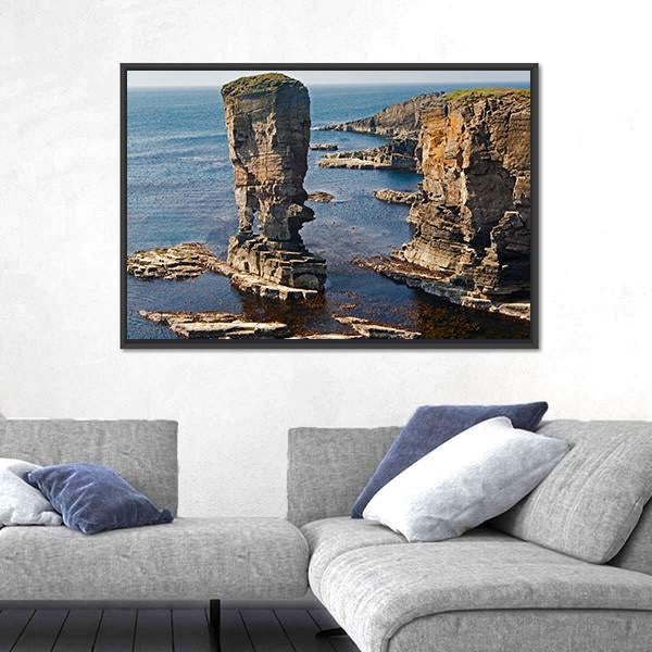 Stacks Of Yesnaby Scotland Canvas Wall Art-1 Piece-Floating Frame-24" x 16"-Tiaracle