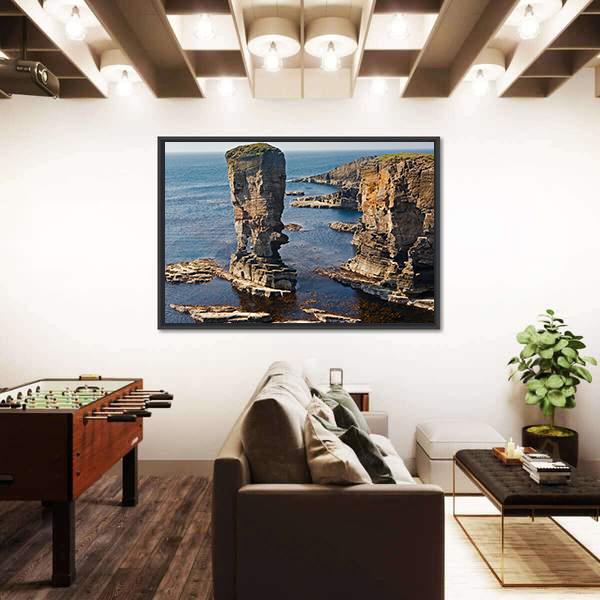 Stacks Of Yesnaby Scotland Canvas Wall Art-3 Horizontal-Gallery Wrap-25" x 16"-Tiaracle