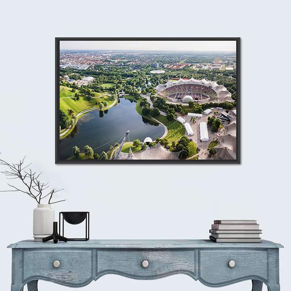 Stadium Of The Olympia Park In Munich Canvas Wall Art-1 Piece-Floating Frame-24" x 16"-Tiaracle