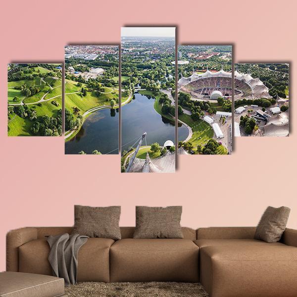 Stadium Of The Olympia Park In Munich Canvas Wall Art-5 Star-Gallery Wrap-62" x 32"-Tiaracle