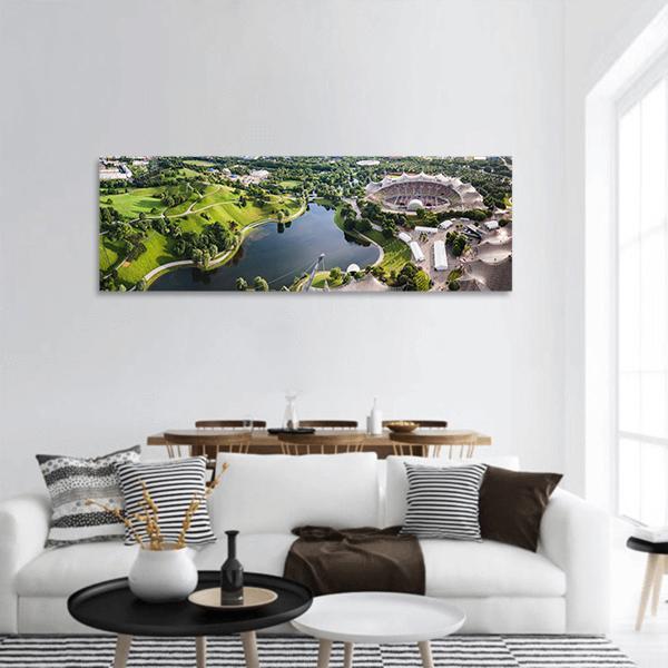 Stadium Of The Olympiapark In Munich Panoramic Canvas Wall Art-1 Piece-36" x 12"-Tiaracle