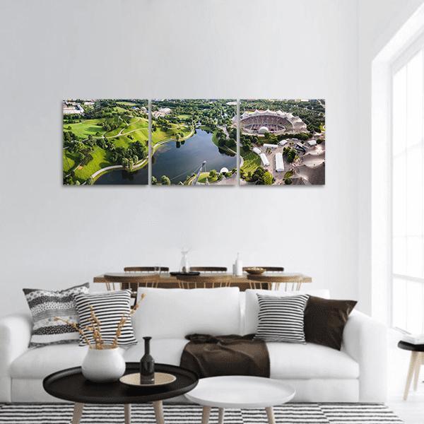 Stadium Of The Olympiapark In Munich Panoramic Canvas Wall Art-3 Piece-25" x 08"-Tiaracle