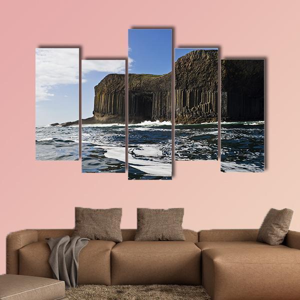 Staffa And Fingal's Cave In Scotland Canvas Wall Art-5 Pop-Gallery Wrap-47" x 32"-Tiaracle