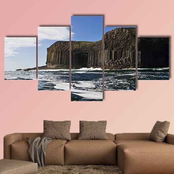 Staffa And Fingal's Cave In Scotland Canvas Wall Art-5 Star-Gallery Wrap-62" x 32"-Tiaracle
