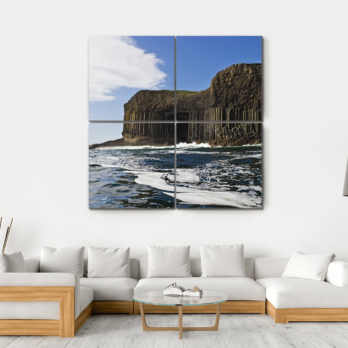 Staffa And Fingal's Cave In Scotland Canvas Wall Art-4 Square-Gallery Wrap-17" x 17"-Tiaracle
