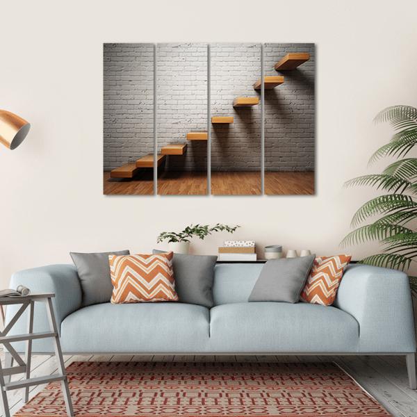Stairs On Brick Wall Canvas Wall Art-4 Horizontal-Gallery Wrap-34" x 24"-Tiaracle