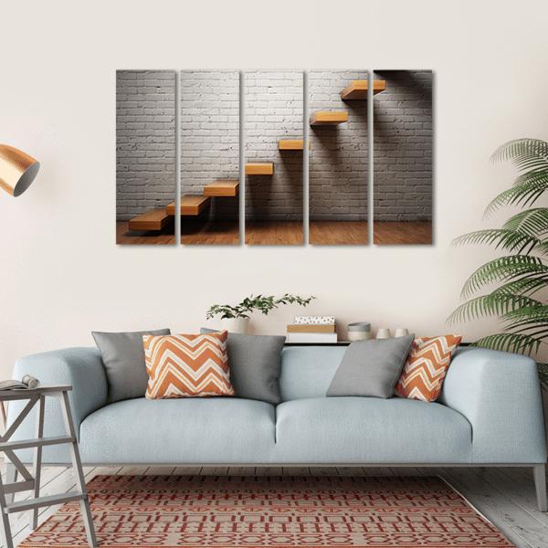Stairs On Brick Wall Canvas Wall Art-5 Horizontal-Gallery Wrap-22" x 12"-Tiaracle