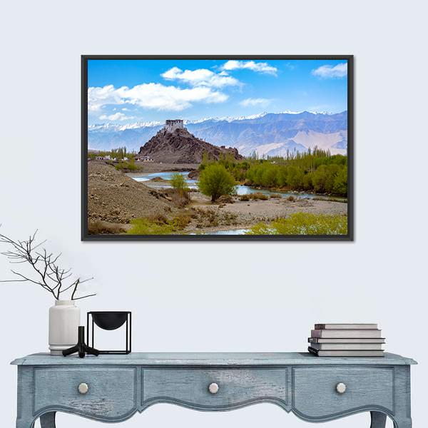 Stakna Monastery In Leh-Ladakh Canvas Wall Art-1 Piece-Floating Frame-24" x 16"-Tiaracle