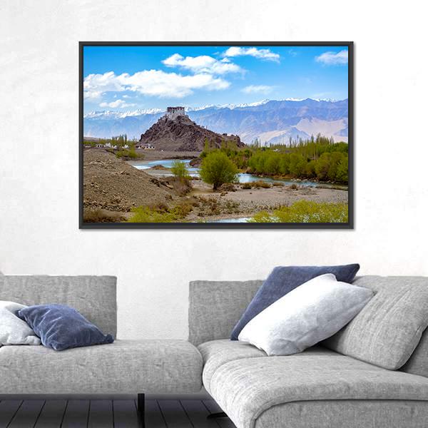 Stakna Monastery In Leh-Ladakh Canvas Wall Art-3 Horizontal-Gallery Wrap-25" x 16"-Tiaracle