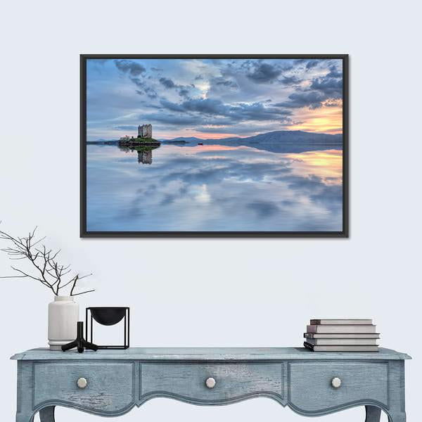 Stalker Castle In Scotland Canvas Wall Art-1 Piece-Floating Frame-24" x 16"-Tiaracle