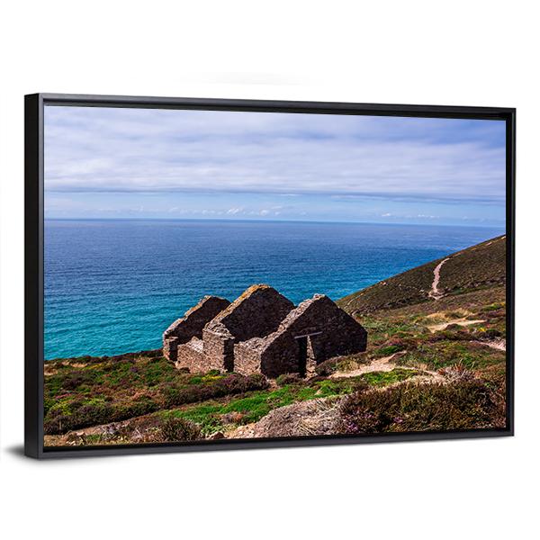 Stamps And Wheel Engine House Ruins In UK Canvas Wall Art-3 Horizontal-Gallery Wrap-25" x 16"-Tiaracle