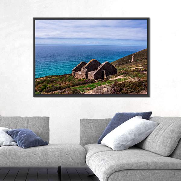 Stamps And Wheel Engine House Ruins In UK Canvas Wall Art-3 Horizontal-Gallery Wrap-25" x 16"-Tiaracle