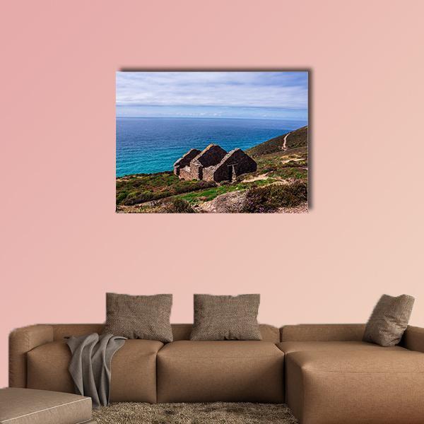 Stamps And Wheel Engine House Ruins In UK Canvas Wall Art-1 Piece-Gallery Wrap-48" x 32"-Tiaracle