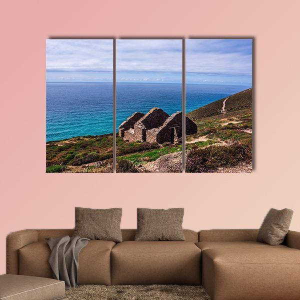 Stamps And Wheel Engine House Ruins In UK Canvas Wall Art-3 Horizontal-Gallery Wrap-37" x 24"-Tiaracle