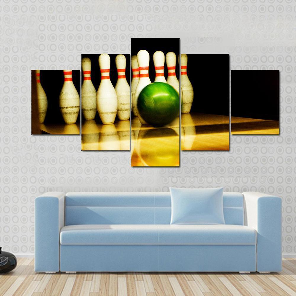 Standing Bowing Pins And Bowl Canvas Wall Art-1 Piece-Gallery Wrap-48" x 32"-Tiaracle
