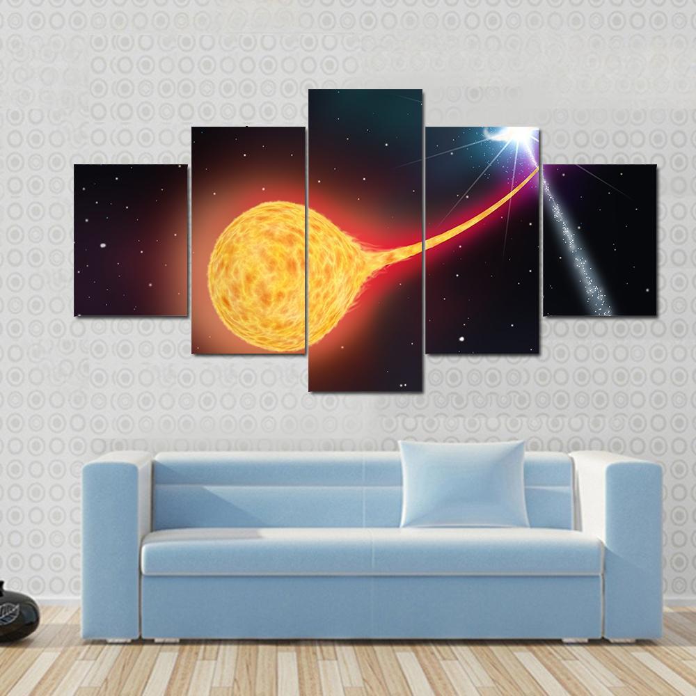 Star Absorption By A Black Hole Pulsar Canvas Wall Art-3 Horizontal-Gallery Wrap-37" x 24"-Tiaracle