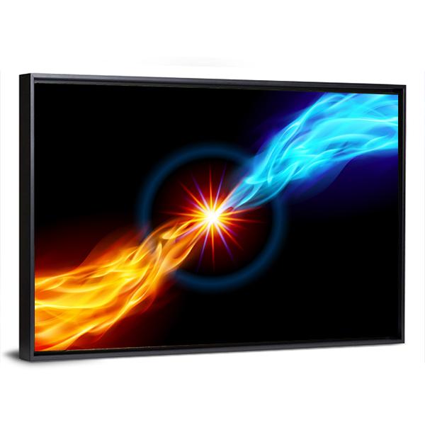 Star With Red And Blue Flame Canvas Wall Art-3 Horizontal-Gallery Wrap-25" x 16"-Tiaracle